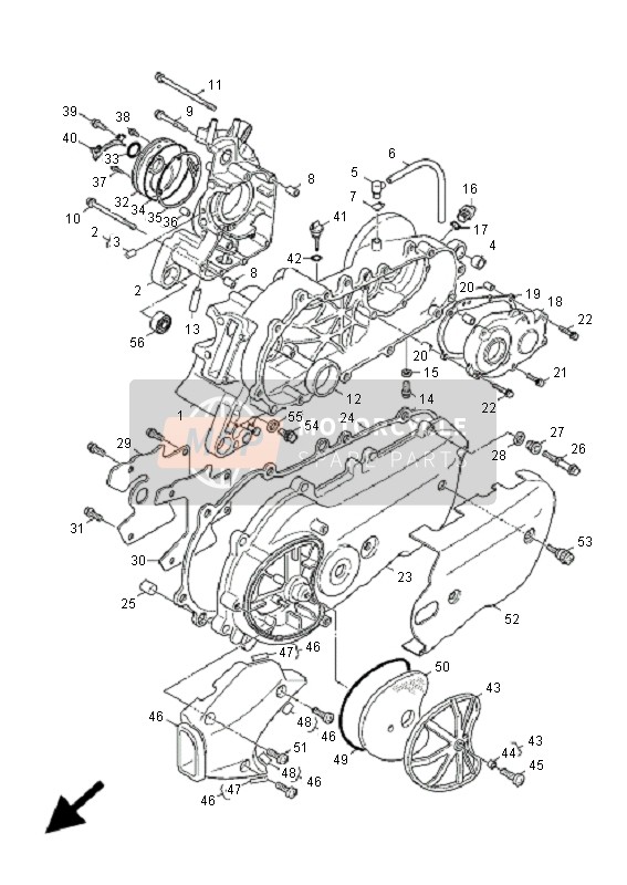 Yamaha XC125 CYGNUS X 2007 Crankcase for a 2007 Yamaha XC125 CYGNUS X